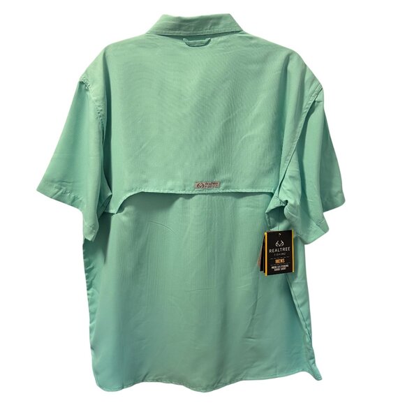Realtree Fishing Mint Green Short Sleeve Button-Up Shirt Sz L With UPF40. NWT - Picture 11 of 12